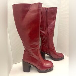Vintage y2k Platform FANATIK Inspired Boots Burgundy Red